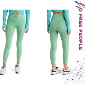 Free People Breathe Deeper Leggings Athletic Activewear Pants Washed Jade Sz XL